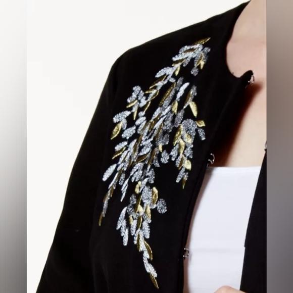 Alfani Petite Metallic-Embroidered Jacket Size P/XL - Picture 3 of 7